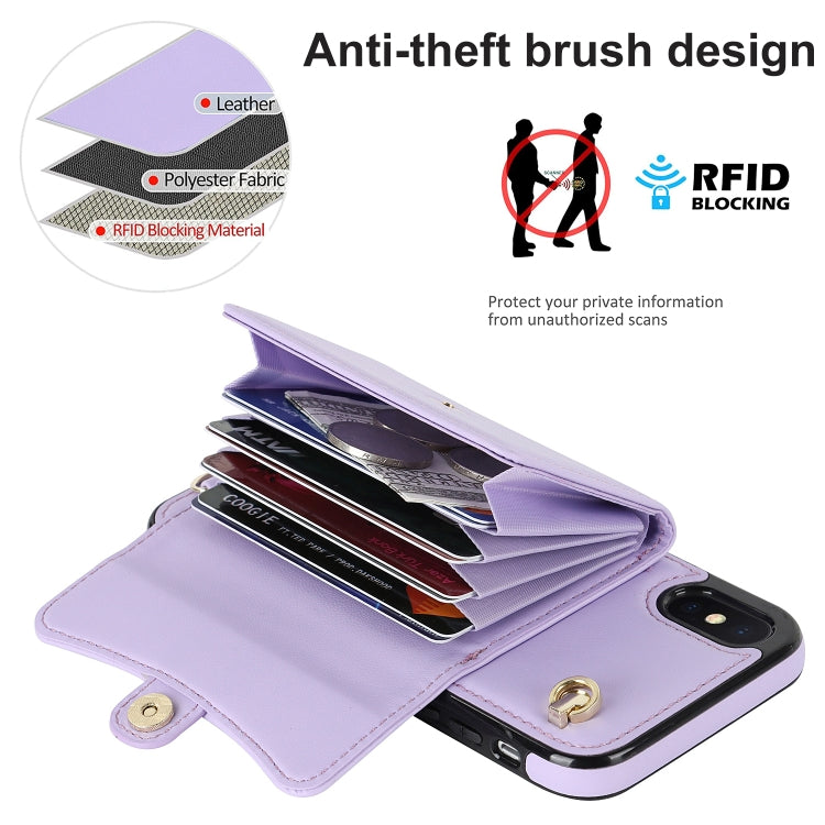 For iPhone XS Max RFID Card Slot Phone Case with Long Lanyard