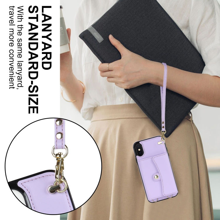 For iPhone XS Max RFID Card Slot Phone Case with Long Lanyard