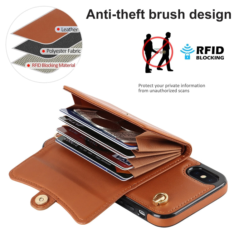 For iPhone XS Max RFID Card Slot Phone Case with Long Lanyard