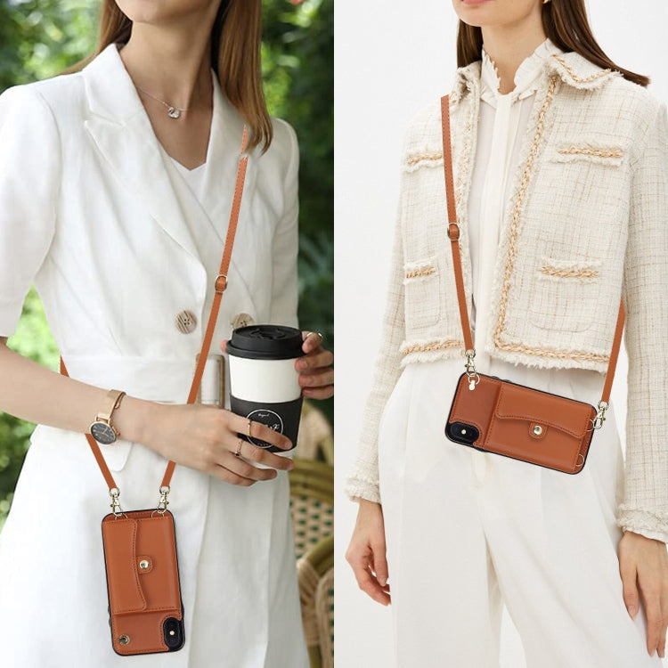 For iPhone XS Max RFID Card Slot Phone Case with Long Lanyard