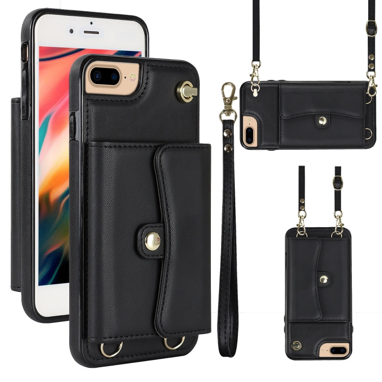 For iPhone 8 Plus / 7 Plus RFID Card Slot Phone Case with Long Lanyard