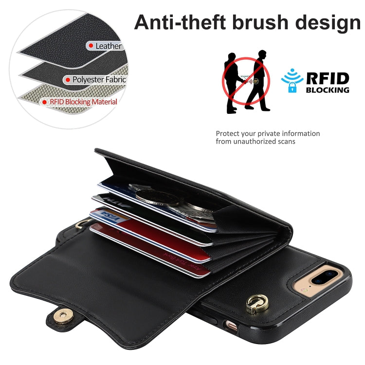 For iPhone 8 Plus / 7 Plus RFID Card Slot Phone Case with Long Lanyard