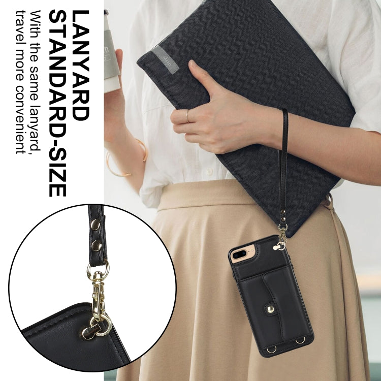 For iPhone 8 Plus / 7 Plus RFID Card Slot Phone Case with Long Lanyard