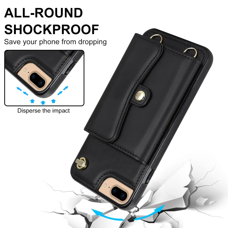 For iPhone 8 Plus / 7 Plus RFID Card Slot Phone Case with Long Lanyard