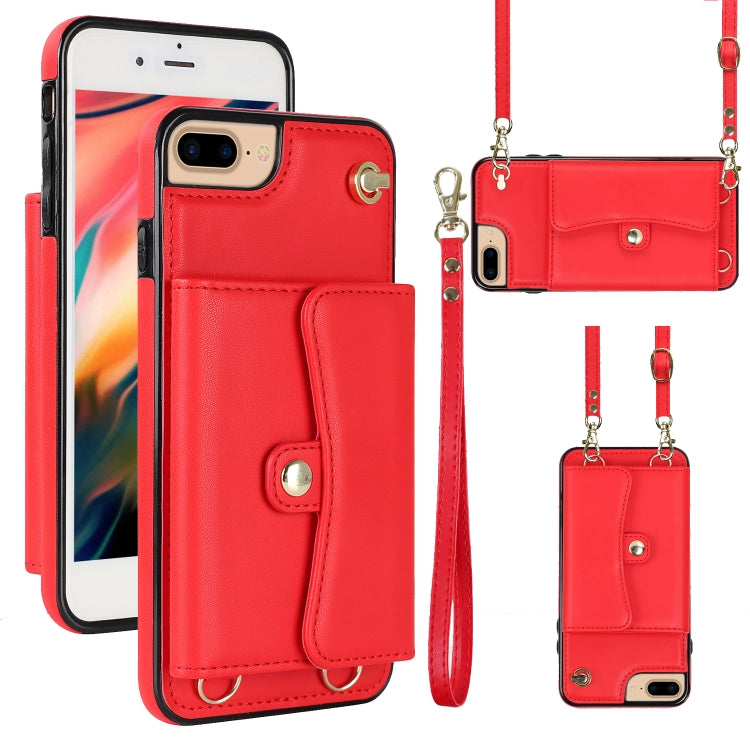 For iPhone 8 Plus / 7 Plus RFID Card Slot Phone Case with Long Lanyard