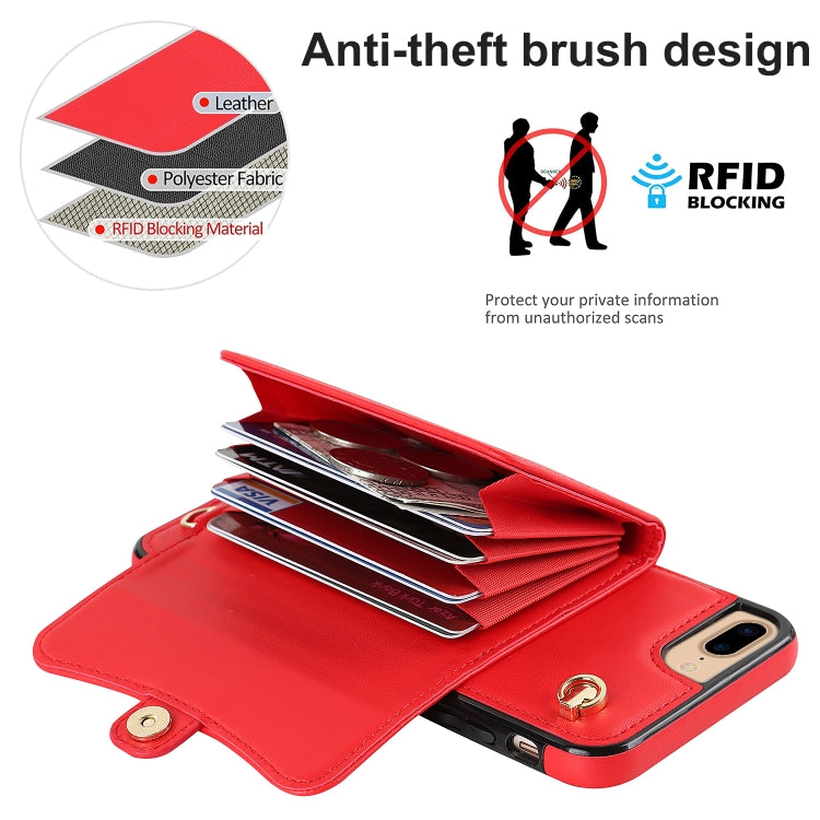 For iPhone 8 Plus / 7 Plus RFID Card Slot Phone Case with Long Lanyard