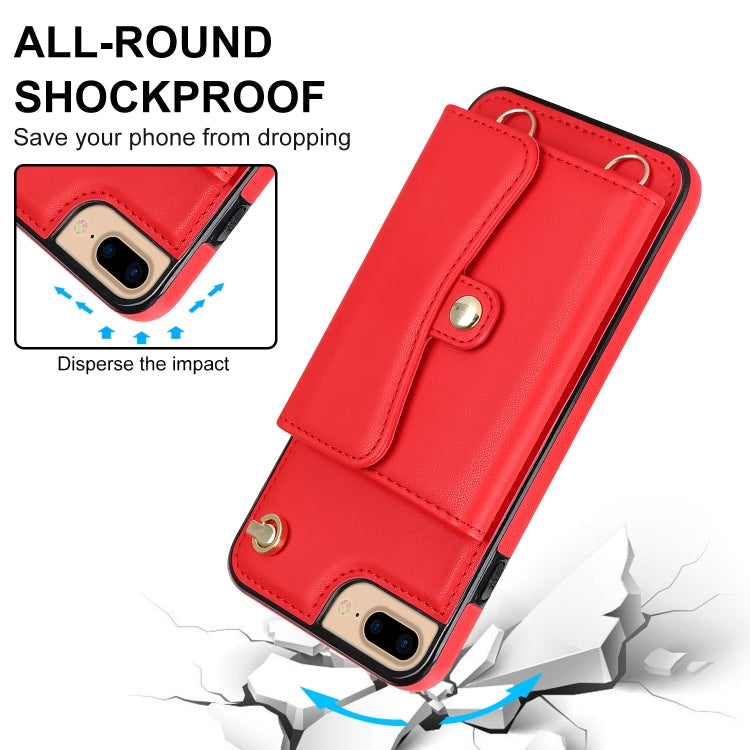 For iPhone 8 Plus / 7 Plus RFID Card Slot Phone Case with Long Lanyard