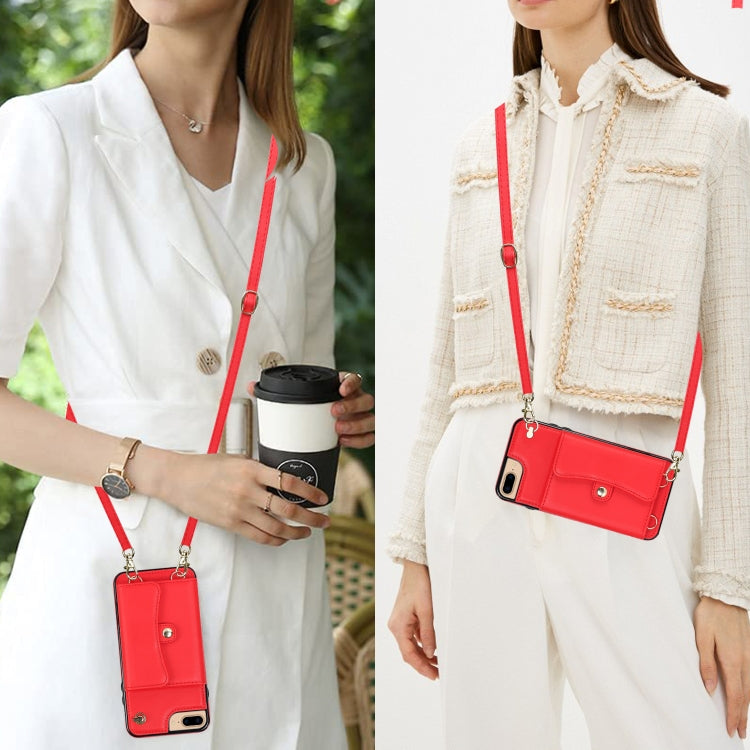 For iPhone 8 Plus / 7 Plus RFID Card Slot Phone Case with Long Lanyard