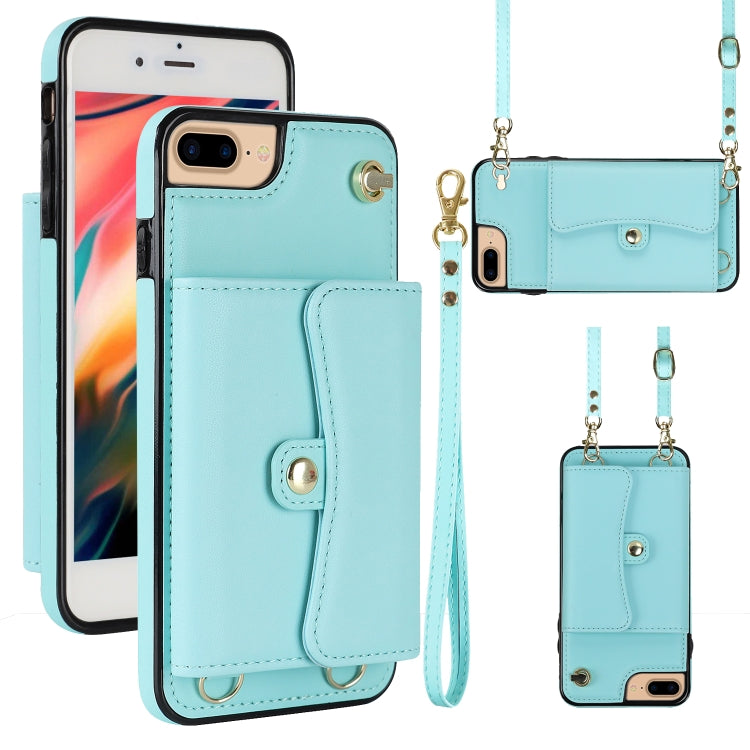 For iPhone 8 Plus / 7 Plus RFID Card Slot Phone Case with Long Lanyard