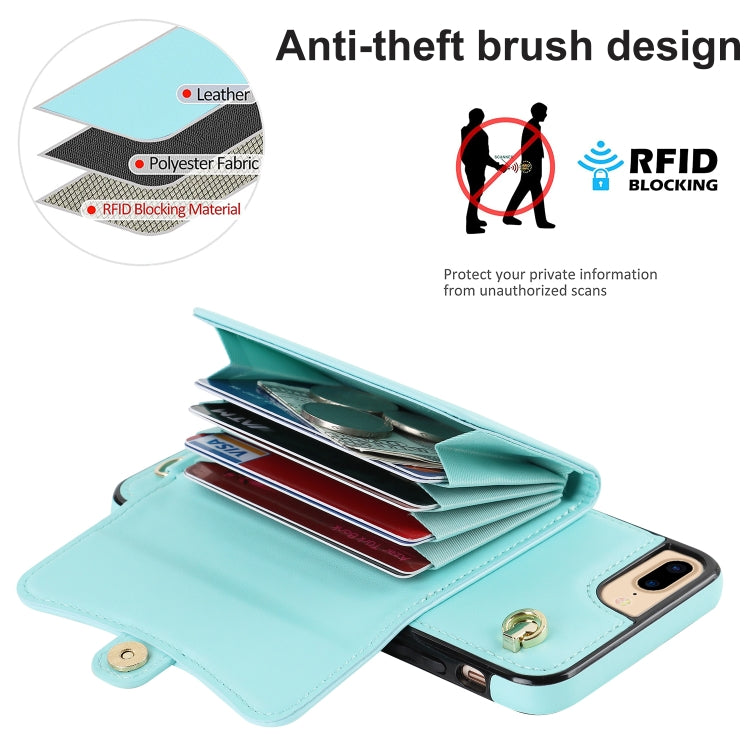 For iPhone 8 Plus / 7 Plus RFID Card Slot Phone Case with Long Lanyard