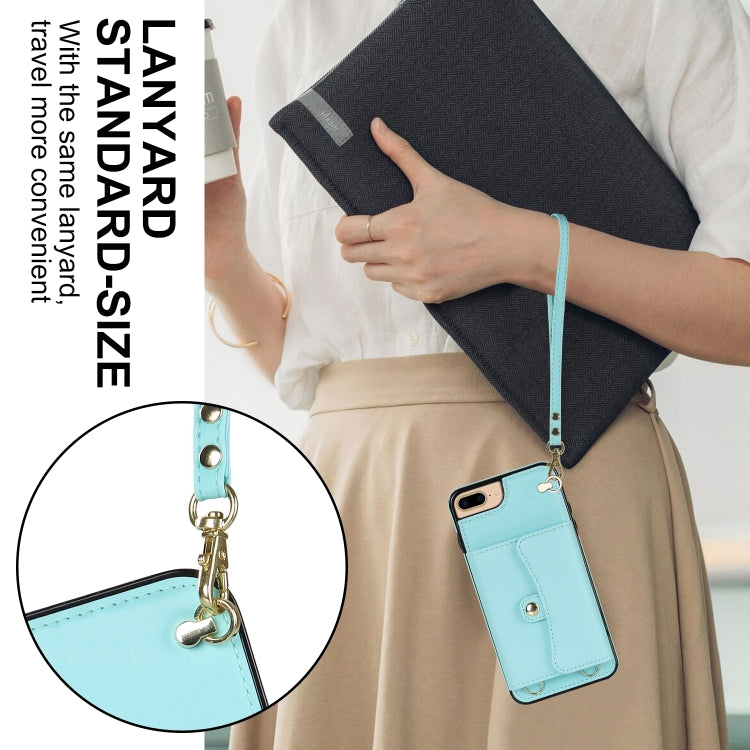 For iPhone 8 Plus / 7 Plus RFID Card Slot Phone Case with Long Lanyard