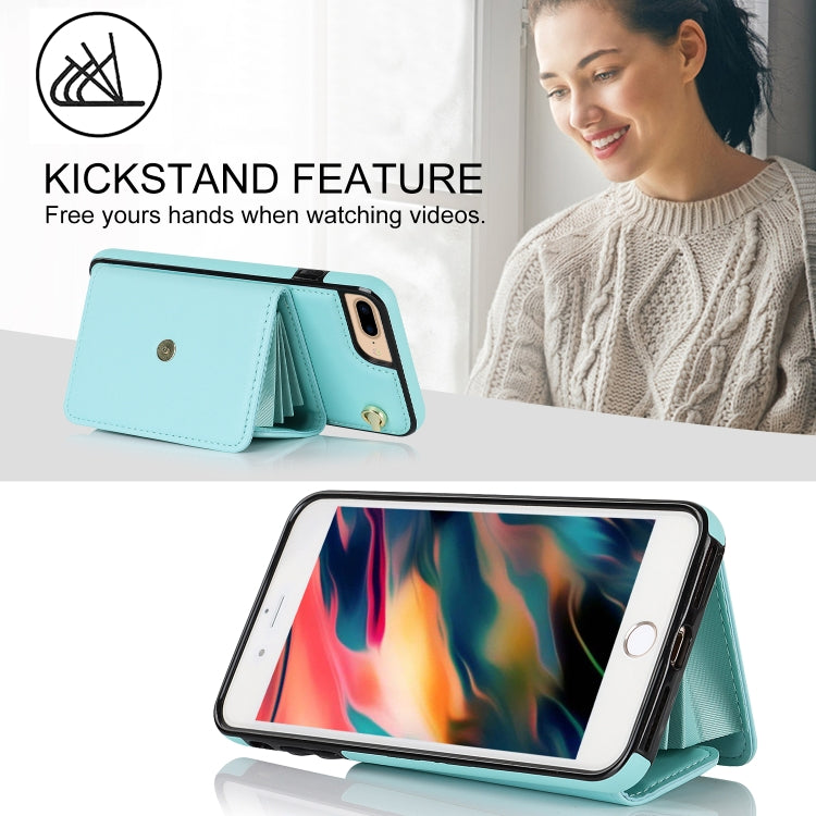For iPhone 8 Plus / 7 Plus RFID Card Slot Phone Case with Long Lanyard