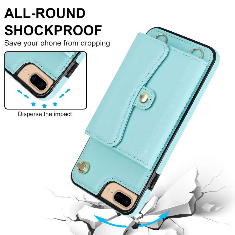 For iPhone 8 Plus / 7 Plus RFID Card Slot Phone Case with Long Lanyard