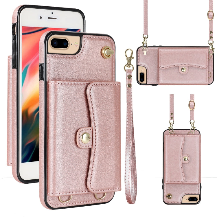 For iPhone 8 Plus / 7 Plus RFID Card Slot Phone Case with Long Lanyard