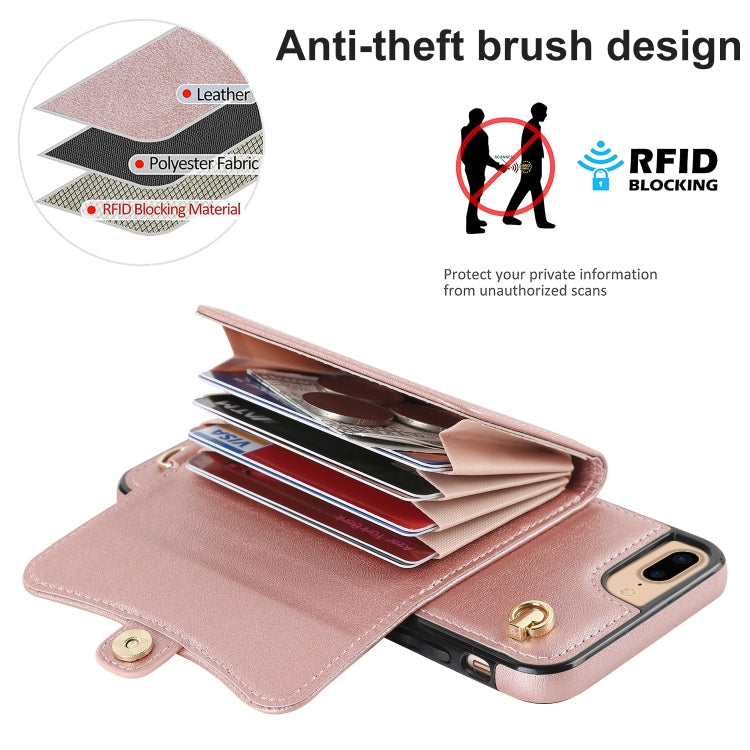 For iPhone 8 Plus / 7 Plus RFID Card Slot Phone Case with Long Lanyard