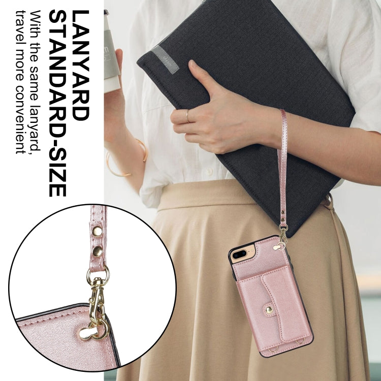 For iPhone 8 Plus / 7 Plus RFID Card Slot Phone Case with Long Lanyard
