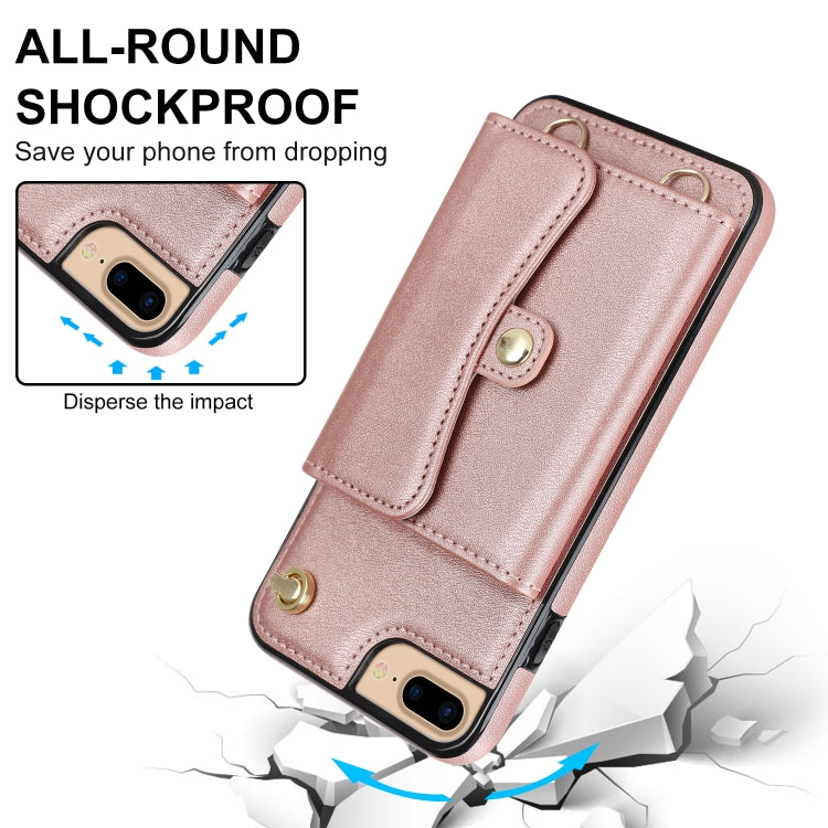 For iPhone 8 Plus / 7 Plus RFID Card Slot Phone Case with Long Lanyard