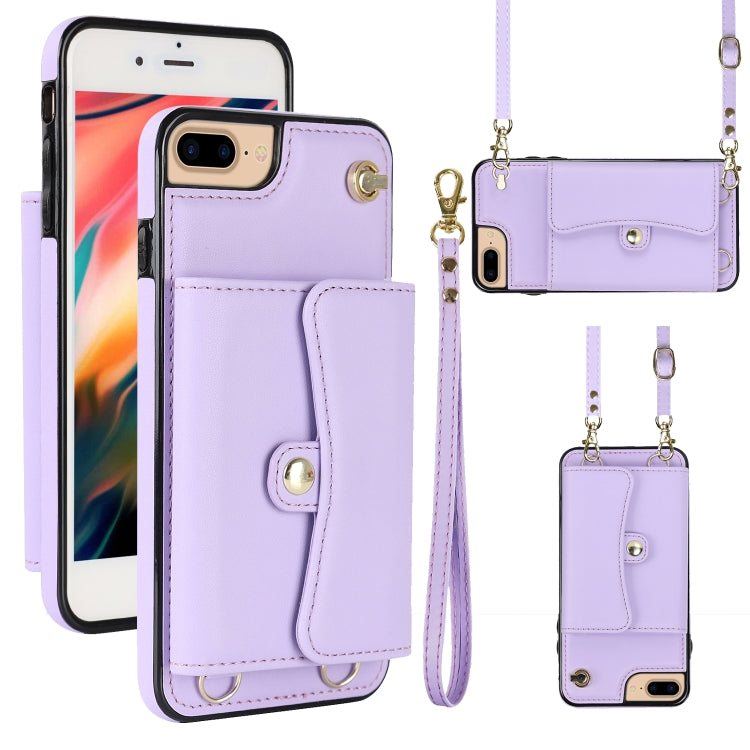 For iPhone 8 Plus / 7 Plus RFID Card Slot Phone Case with Long Lanyard