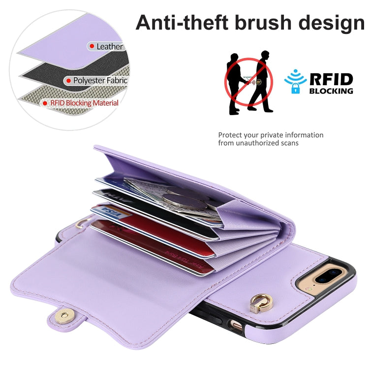For iPhone 8 Plus / 7 Plus RFID Card Slot Phone Case with Long Lanyard