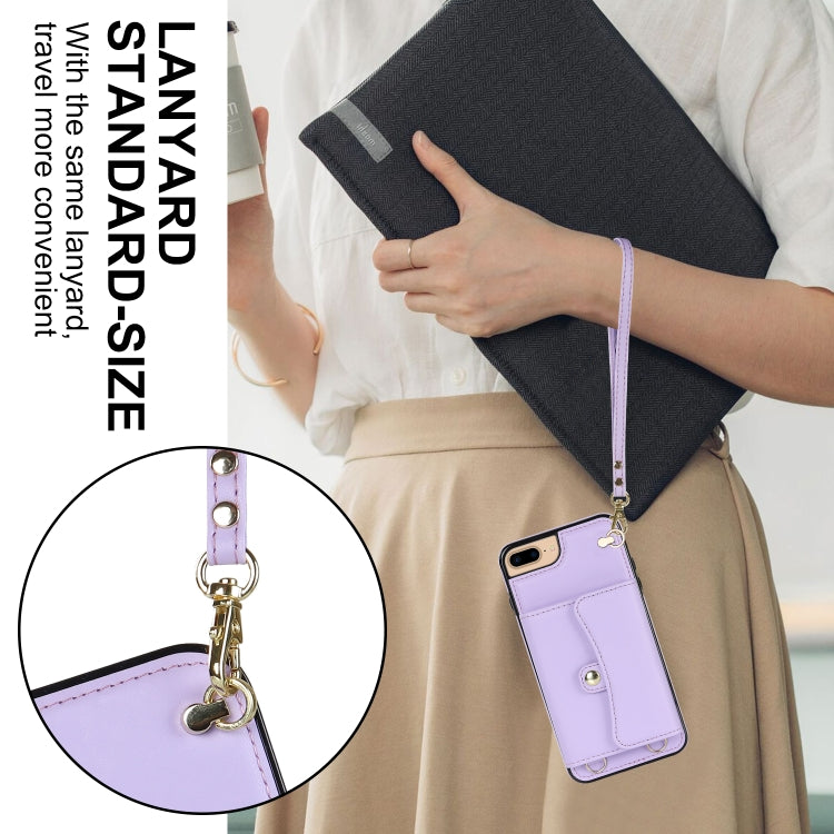 For iPhone 8 Plus / 7 Plus RFID Card Slot Phone Case with Long Lanyard