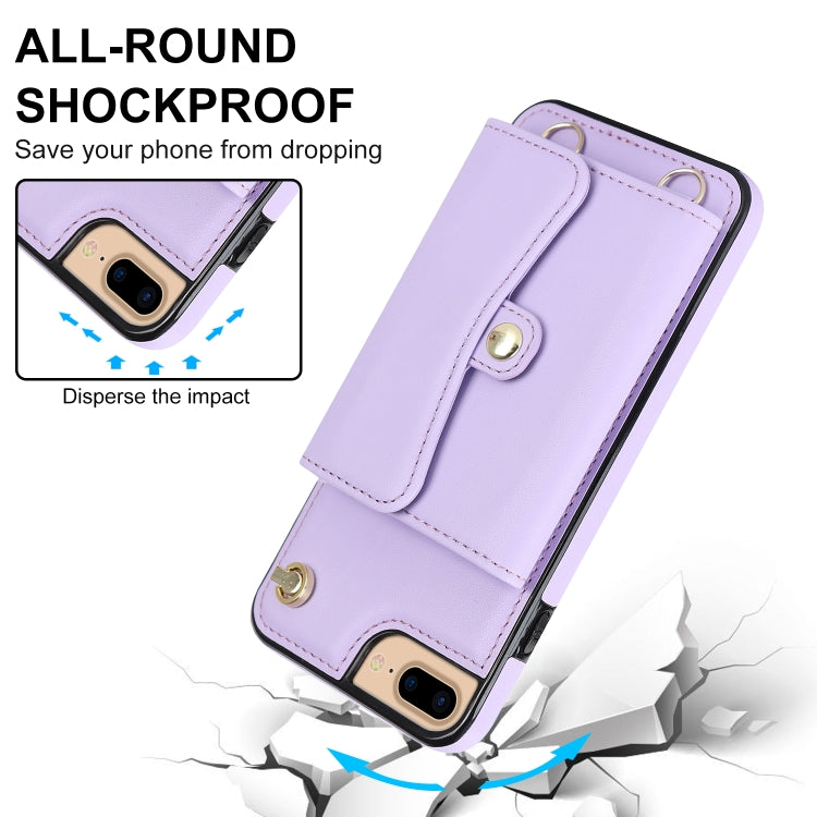 For iPhone 8 Plus / 7 Plus RFID Card Slot Phone Case with Long Lanyard