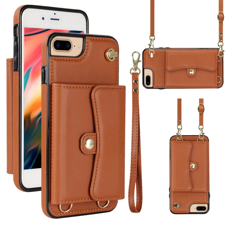 For iPhone 8 Plus / 7 Plus RFID Card Slot Phone Case with Long Lanyard