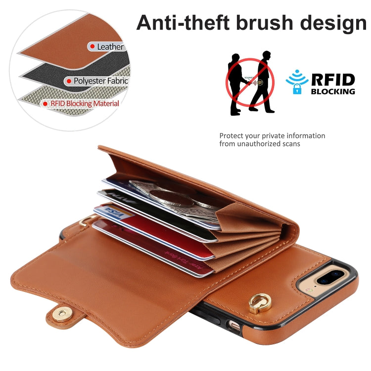 For iPhone 8 Plus / 7 Plus RFID Card Slot Phone Case with Long Lanyard