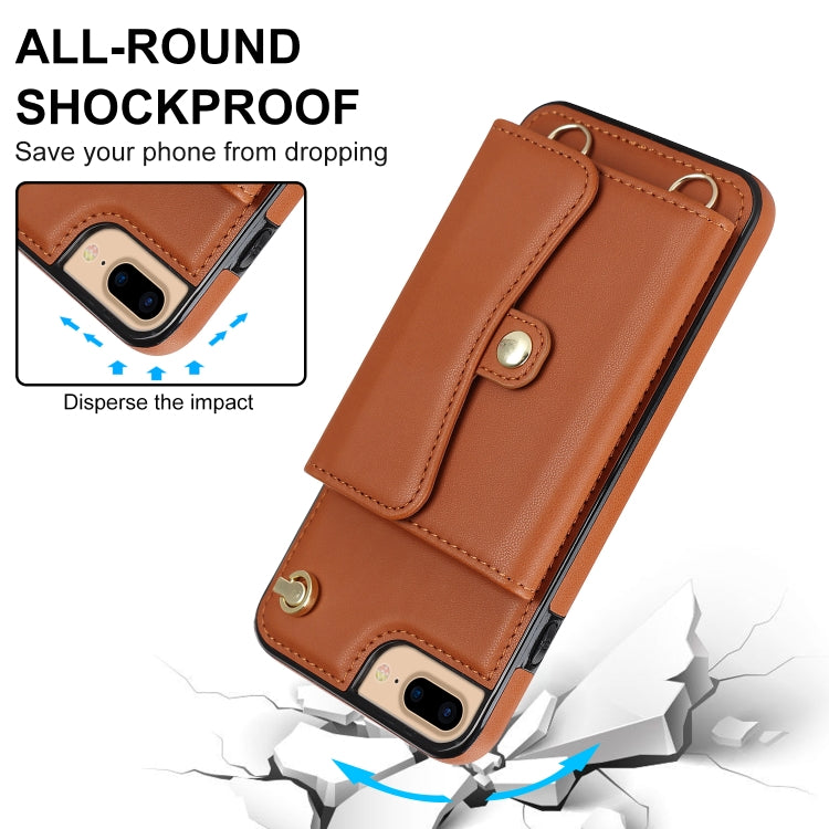 For iPhone 8 Plus / 7 Plus RFID Card Slot Phone Case with Long Lanyard