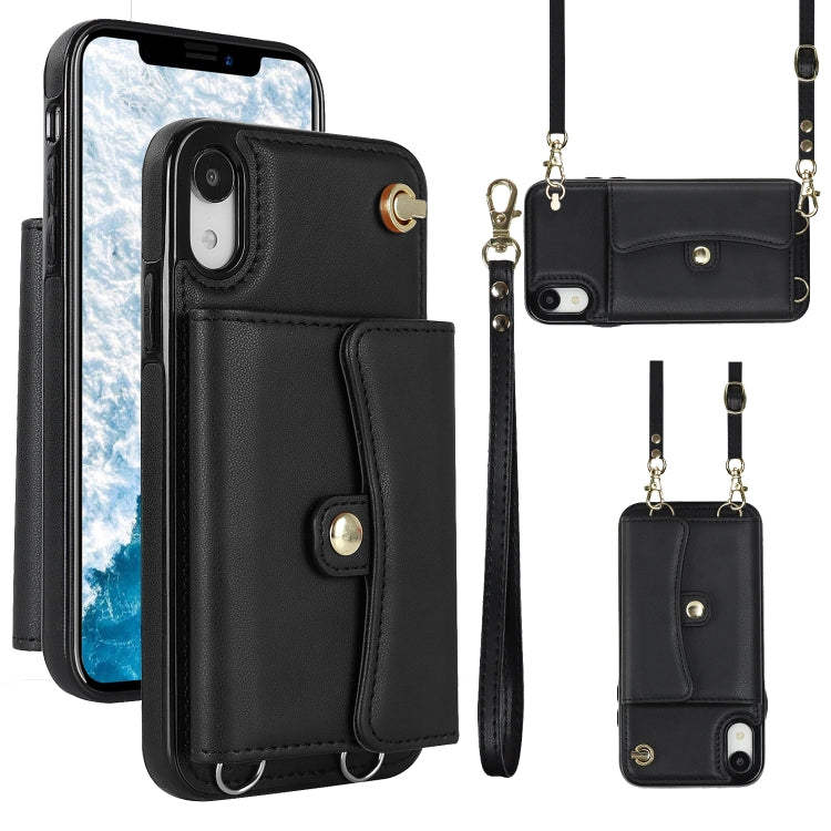 For iPhone XR RFID Card Slot Phone Case with Long Lanyard