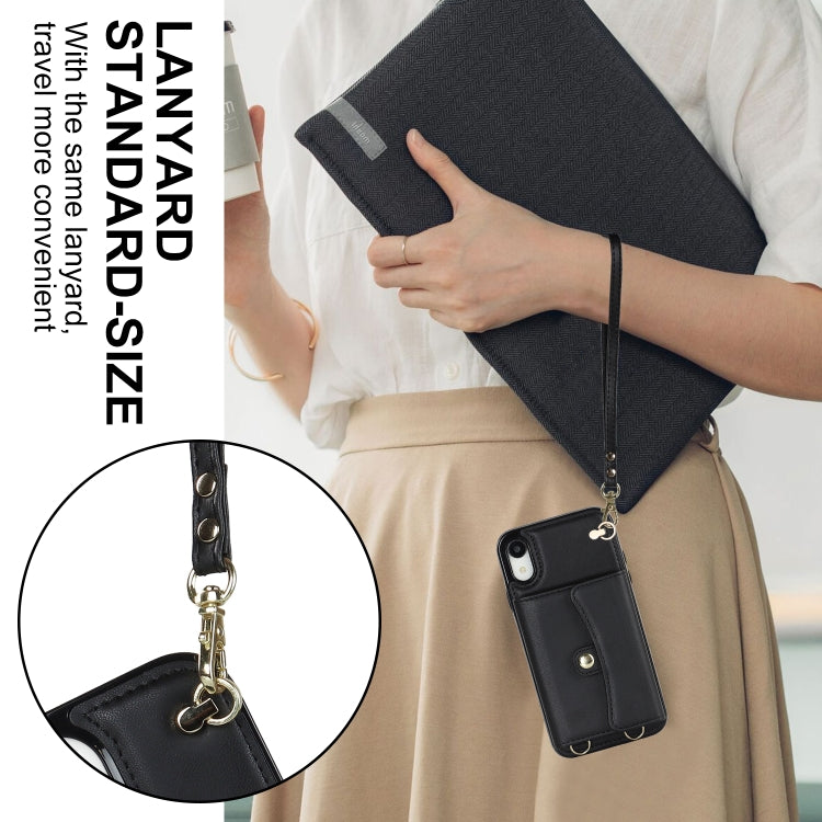 For iPhone XR RFID Card Slot Phone Case with Long Lanyard