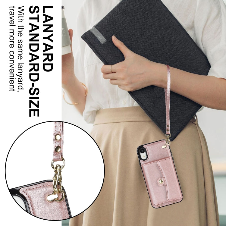 For iPhone XR RFID Card Slot Phone Case with Long Lanyard