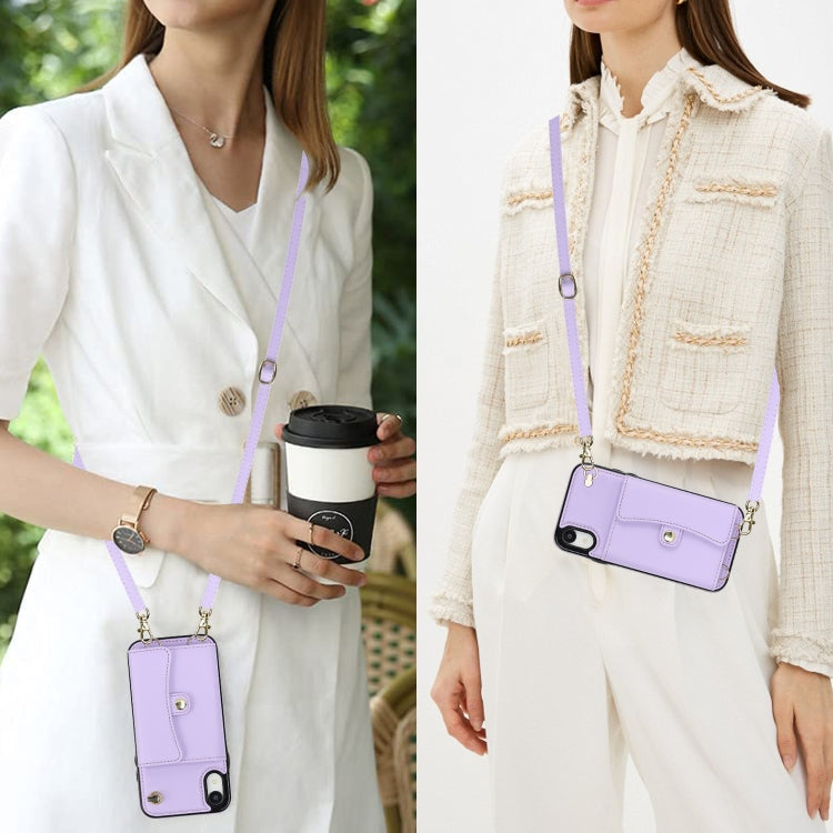 For iPhone XR RFID Card Slot Phone Case with Long Lanyard