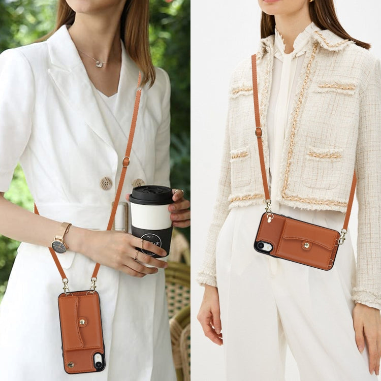 For iPhone XR RFID Card Slot Phone Case with Long Lanyard