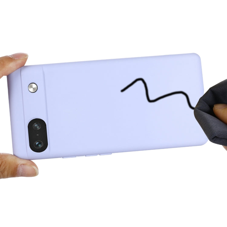 For Google Pixel 7a Pure Color Liquid Silicone Shockproof Phone Case