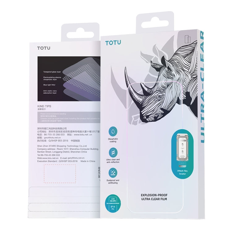 For iPhone 14 Pro TOTU AB-075 Ultra Clear Explosion-proof Full Screen Tempered Film with Dust Removal Chamber