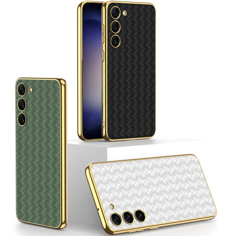 For Samsung Galaxy S23+ 5G GKK Weave Texture Electroplating PU Protective Phone Case