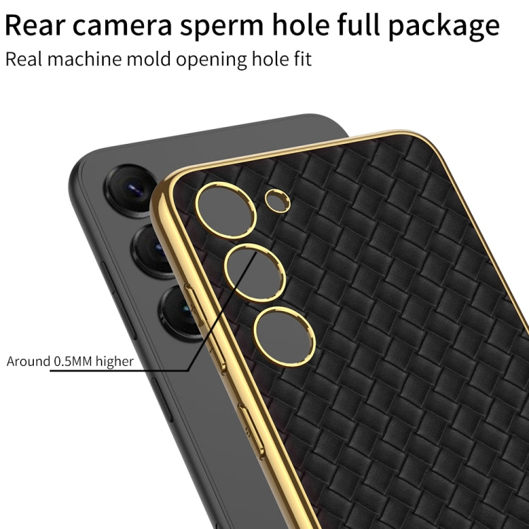 For Samsung Galaxy S23+ 5G GKK Weave Texture Electroplating PU Protective Phone Case