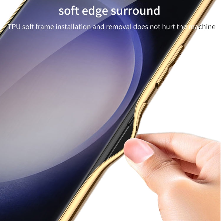 For Samsung Galaxy S23 Ultra 5G GKK Weave Texture Electroplating PU Protective Phone Case