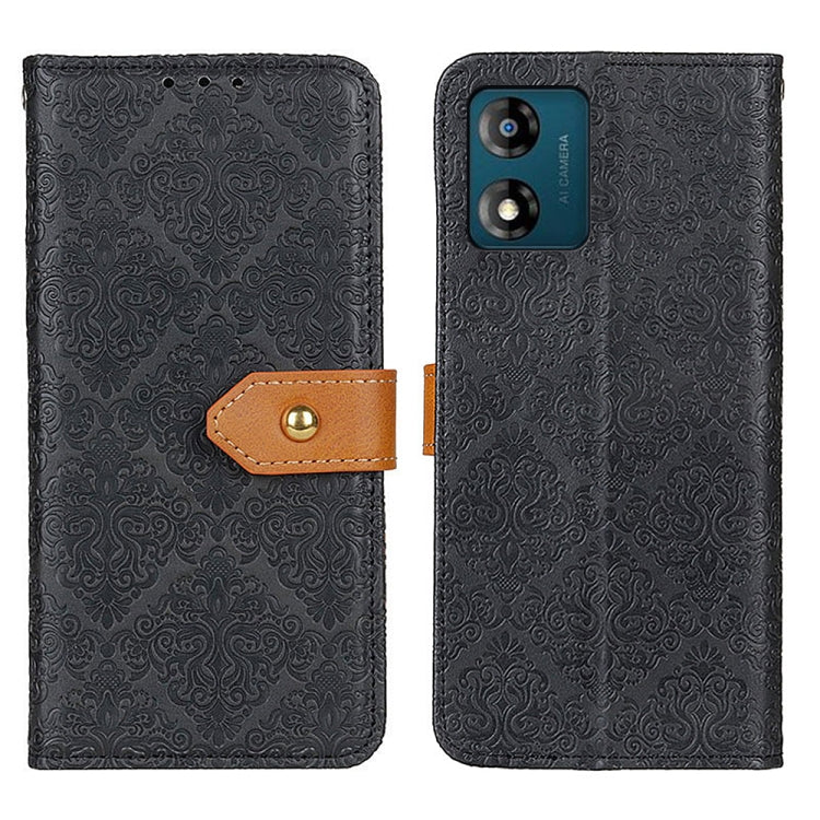 For Motorola Moto E13 4G 2023 European Floral Embossed Flip Leather Phone Case