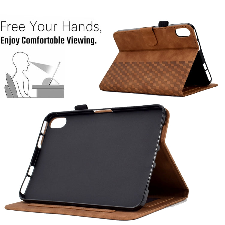 For iPad mini 6 Rhombus Embossed Leather Smart Tablet Case