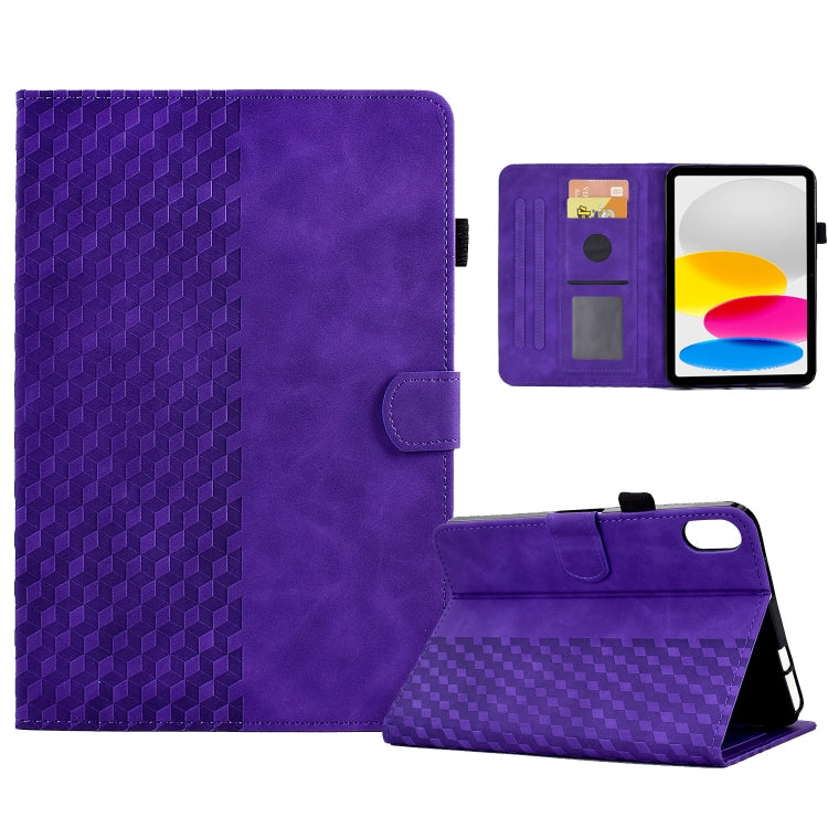 For iPad 10th Gen 10.9 2022 Rhombus Embossed Leather Smart Tablet Case