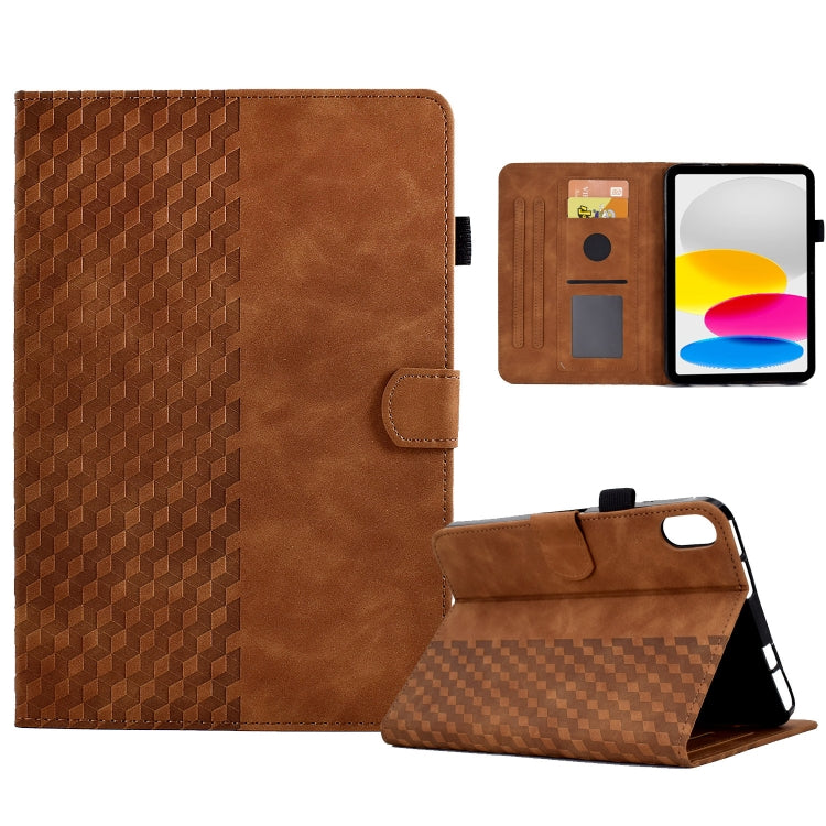 For iPad 10th Gen 10.9 2022 Rhombus Embossed Leather Smart Tablet Case