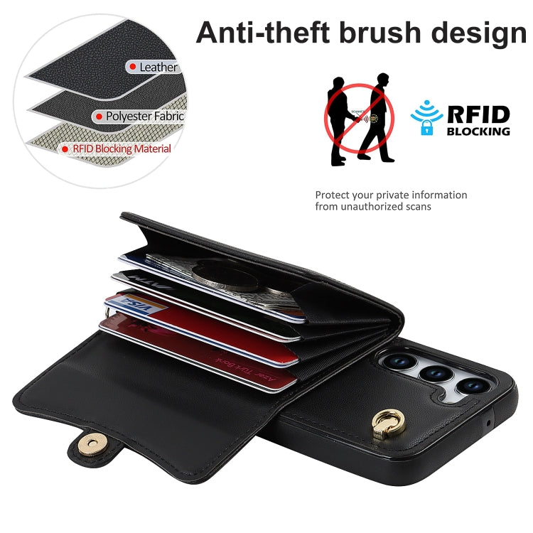 For Samsung Galaxy S23 5G RFID Card Slot Leather Phone Case with Long Lanyard