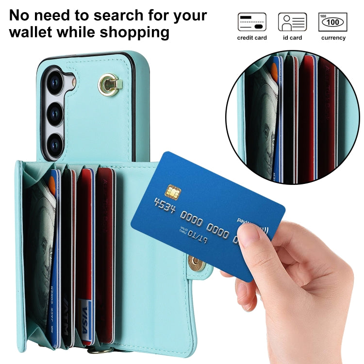 For Samsung Galaxy S23 5G RFID Card Slot Leather Phone Case with Long Lanyard