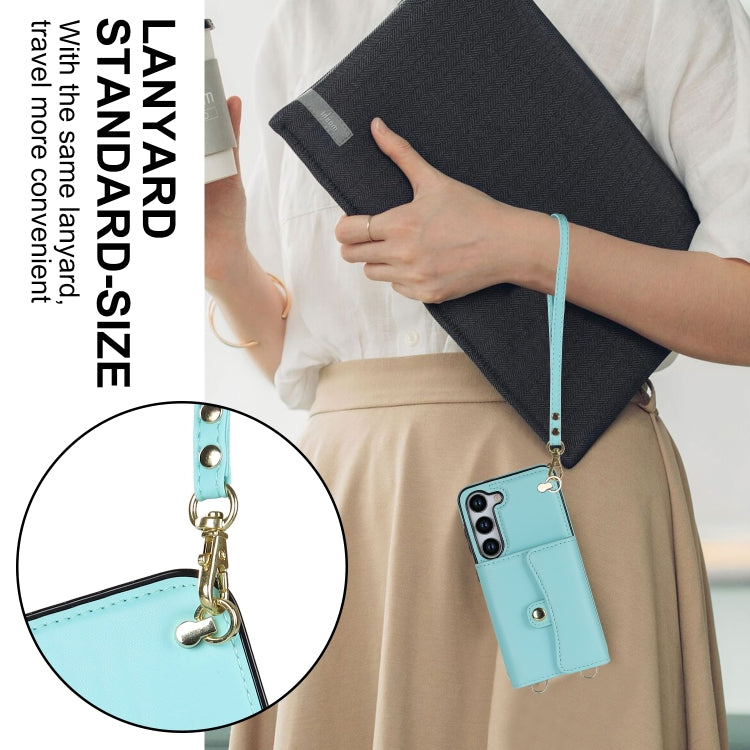 For Samsung Galaxy S23 5G RFID Card Slot Leather Phone Case with Long Lanyard