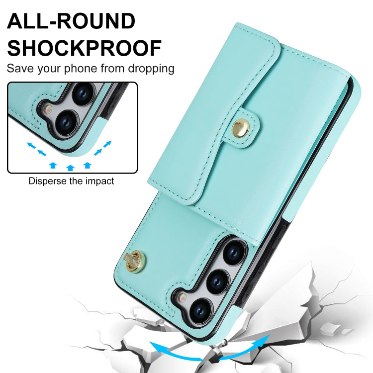 For Samsung Galaxy S23 5G RFID Card Slot Leather Phone Case with Long Lanyard