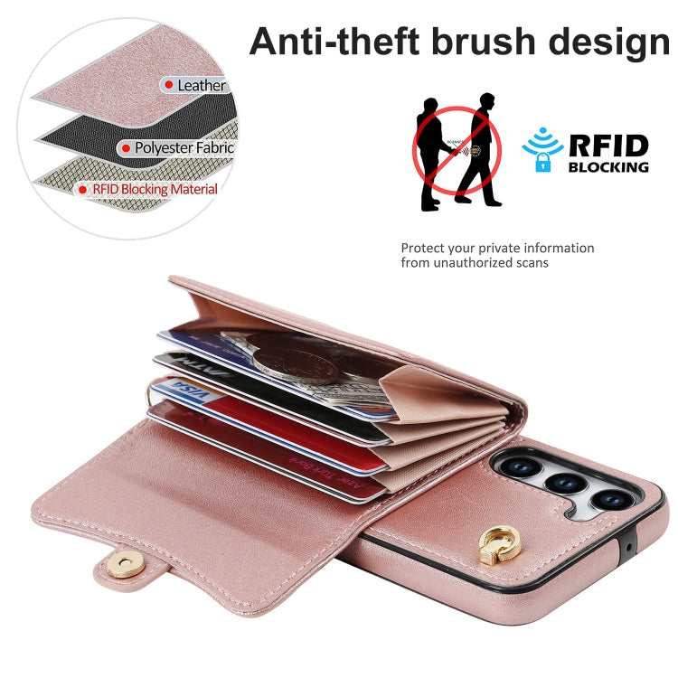 For Samsung Galaxy S23 5G RFID Card Slot Leather Phone Case with Long Lanyard