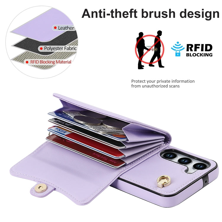 For Samsung Galaxy S23 5G RFID Card Slot Leather Phone Case with Long Lanyard