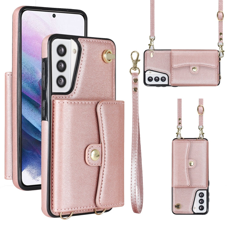 For Samsung Galaxy S21 5G RFID Card Slot Leather Phone Case with Long Lanyard