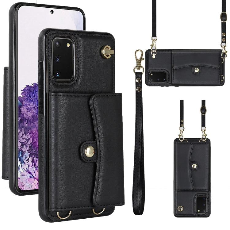 For Samsung Galaxy S20 RFID Card Slot Leather Phone Case with Long Lanyard